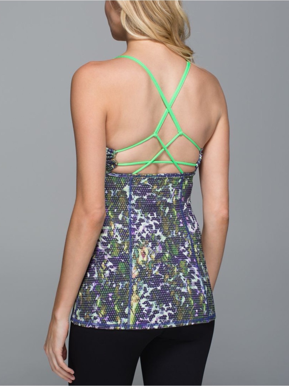 Lululemon Dancing Warrior Tank Sz 6 In Floral Sport White Multi / Pistachio